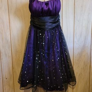Purple & Black BLONDIE NITES Homecoming Formal Dress Sz 3 Tulle, Satin, Glitter